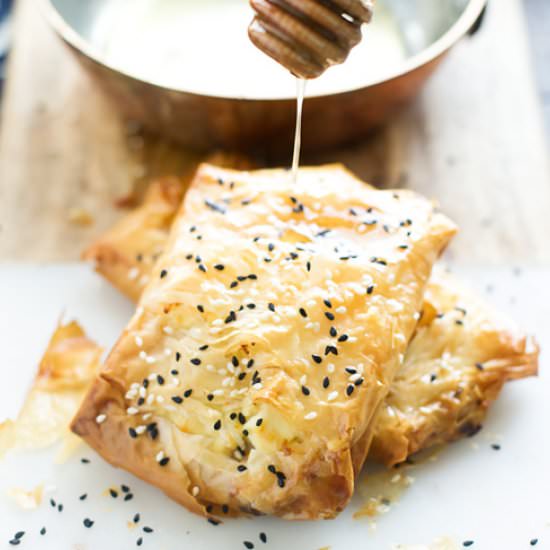 Phyllo Wrapped Feta - Recipe photo by cookingforkeeps