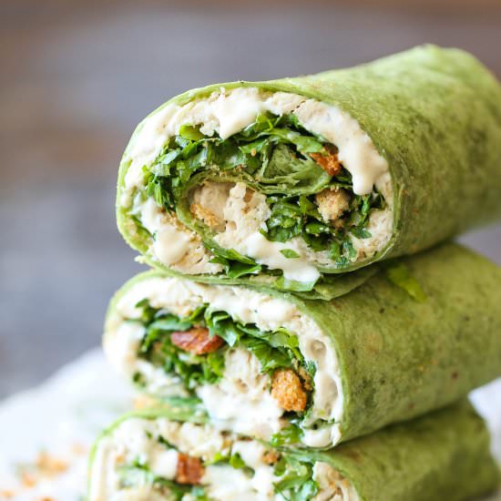 Slow Cooker Chicken Caesar Wraps - Recipe photo by damndelicious