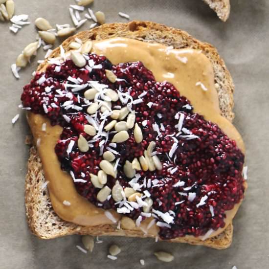 Mixed Berry Chia Seed Jam Toast - Recipe photo by AimeeMarsLiving