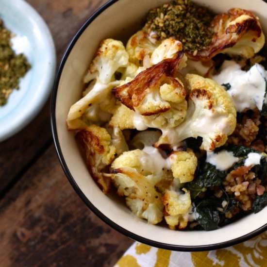 Freekah & Roasted Cauliflower Bowl - Recipe photo by borrowedsalt