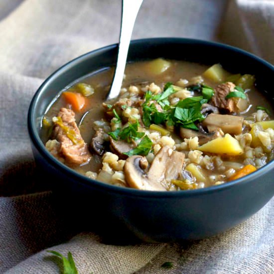 Vegetable Beef Barley Soup - Recipe photo by PinchandSwirl