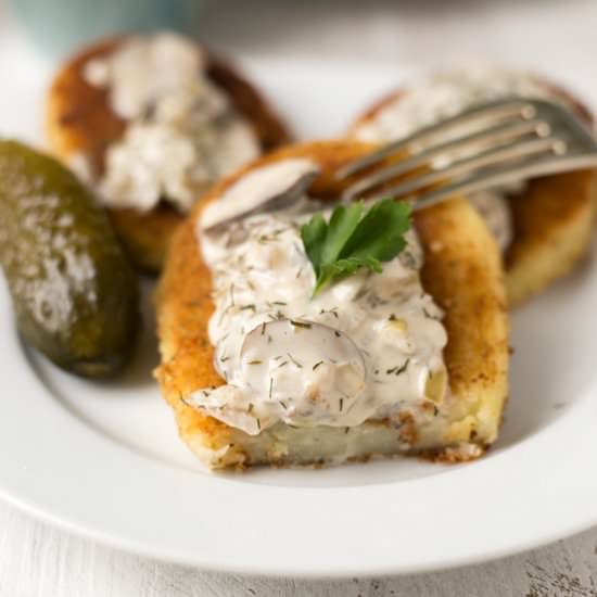 Potato Cutlets with Mushroom Sauce - Recipe photo by AnnaBanana