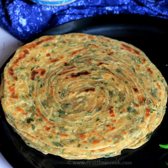 Methi or Fenugreek Lachha Paratha - Recipe photo by firsttimercook