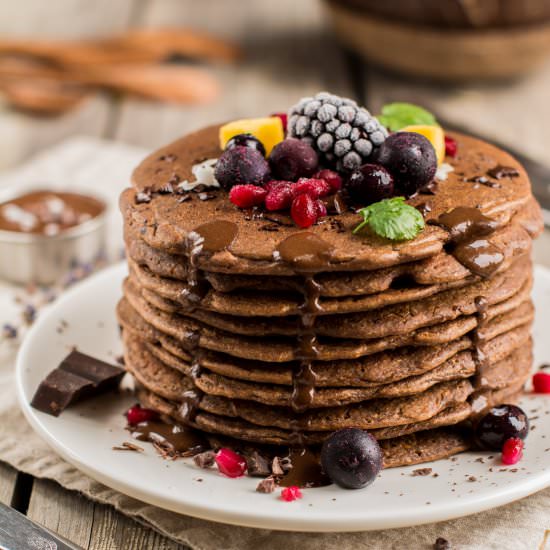Chocolaty Sweet Potato Pancakes - Recipe photo by Nutriplanet