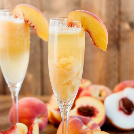 Frozen Peach Bellini - Recipe photo by JennMeyering