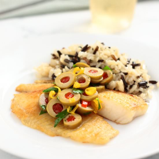 Tilapia with Olive Relish - Recipe photo by Chef in the Burbs