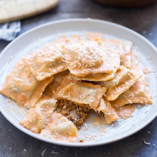 Homemade Bolognese Ravioli - Recipe photo by cookingforkeeps