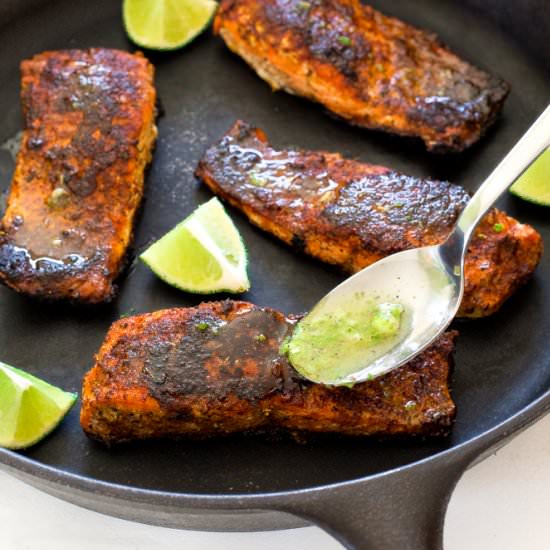 Blackened Salmon with Lime Butter - Recipe photo by ChefSavvy