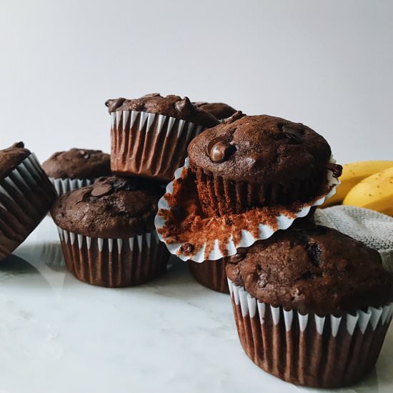 Chocolate Espresso Banana Muffins - Recipe photo by petitbakes