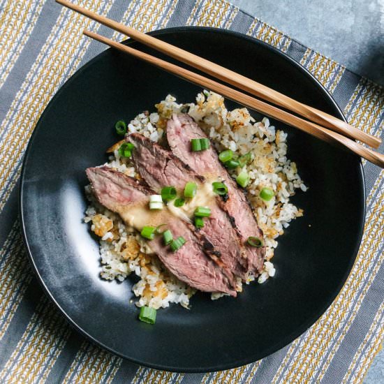 Koji Flank Steak with Miso Butter - Recipe photo by Jess Pryles