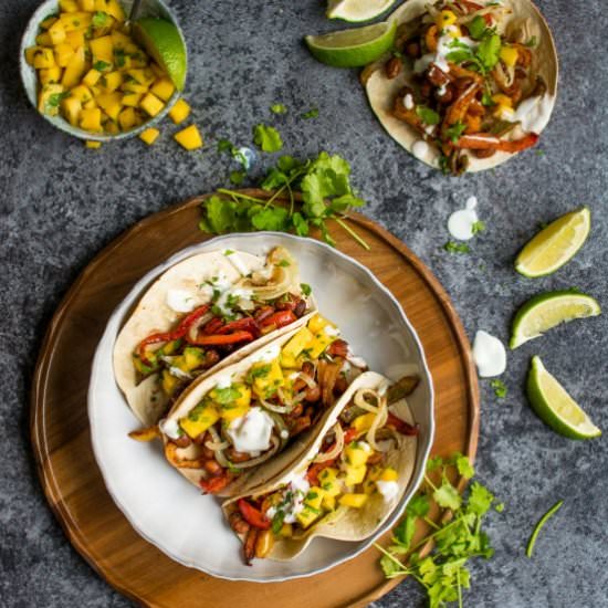 One Tray Tacos w/ Fresh Mango Salsa - Recipe photo by laurencariscooks