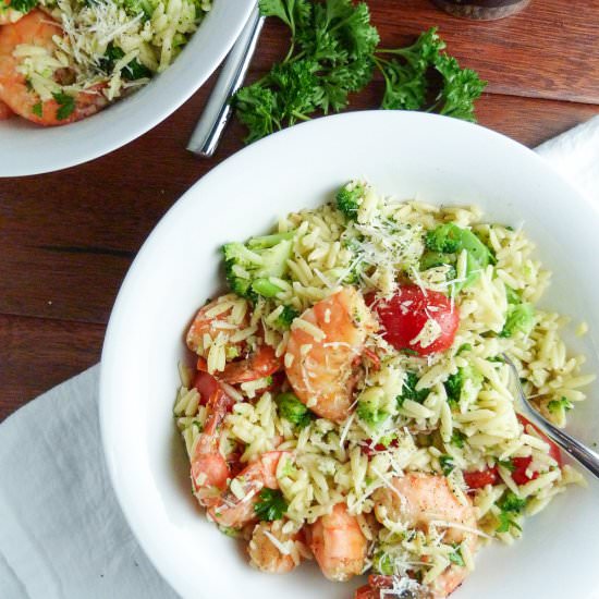 Spicy Shrimp & Orzo with Broccoli - Recipe photo by 3ScoopsofSugar