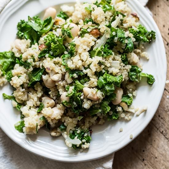 Quinoa, White Bean, and Kale Salad - Recipe photo by lemonsandbasil