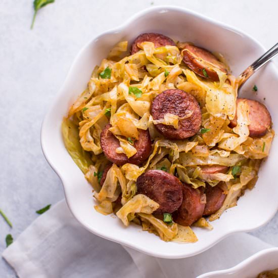 Sautéed Cabbage and Kielbasa - Recipe photo by saltandlavender