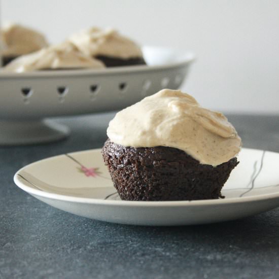 Chocolate Tahini Cupcakes - Recipe photo by The Desserted Girl
