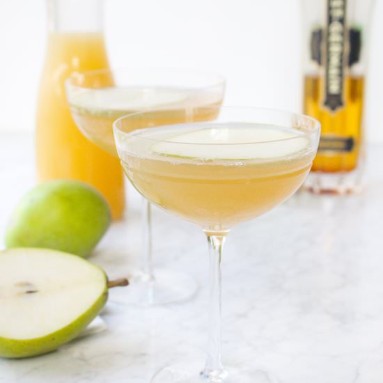 Pear Elderflower Champagne Cocktail - Recipe photo by yestoyolks
