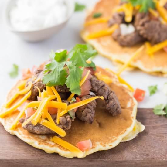 Skirt Steak with Corn Cakes - Recipe photo by Azestybite