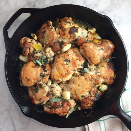 Chicken Thighs with Roasted Lemon - Recipe photo by thebrookcook.wordpress.com