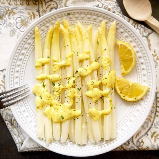 White Asparagus + Provençal Mayo - Recipe photo by perchancetocook.com