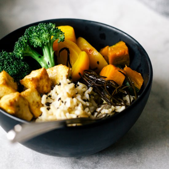 Macro Bowl with Tahini Miso Sauce - Recipe photo by wholeheartedeats