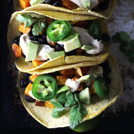 Black Bean & Sweet Potato Tacos - Recipe photo by AimeeMarsLiving