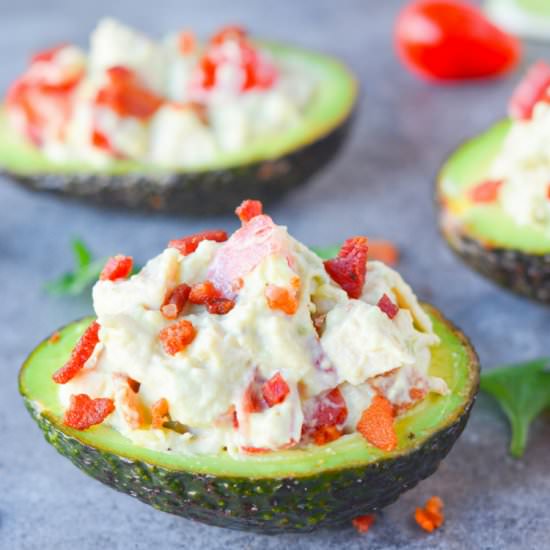 Chicken Club Stuffed Avocados - Recipe photo by heyketomama