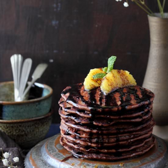 Chocolate Chickpea Flour Pancakes - Recipe photo by easyfoodsmith