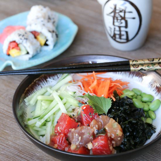 Tuna and Salmon Poke Bowls - Recipe photo by emicooks