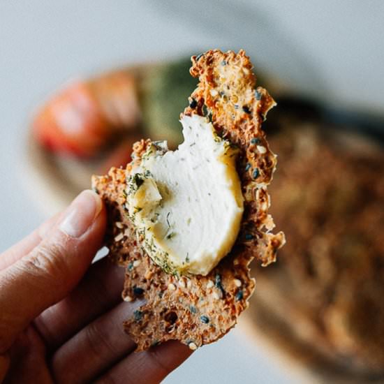 Quinoa Crackers w/ Cashew Cheese - Recipe photo by Parsley Vegan