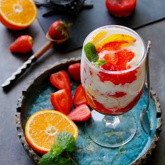 ORANGE STRAWBERRY FALOODA - Recipe photo by Happy And Harried