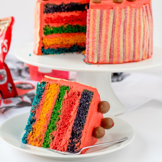 RedNose Day Rainbow Cake - Recipe photo by KitchenSanctuary