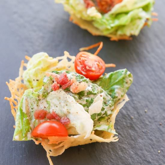 Healthy Caesar Salad Parmesan Cups - Recipe photo by BlessHerHeartYall