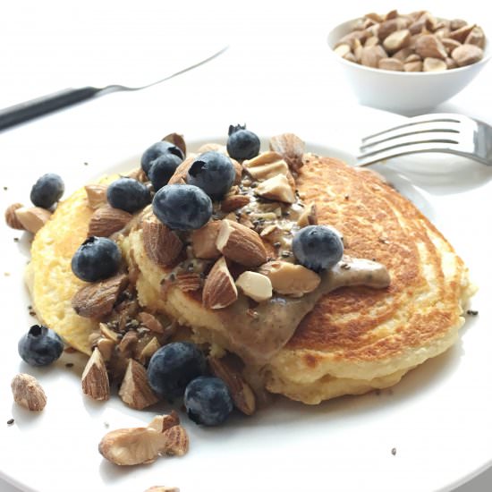 EasyToasted Almond Protein Pancakes - Recipe photo by cleankitch