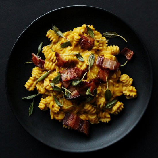 Pumpkin Pasta with Baccon and Sage - Recipe photo by Cocoetcocoa