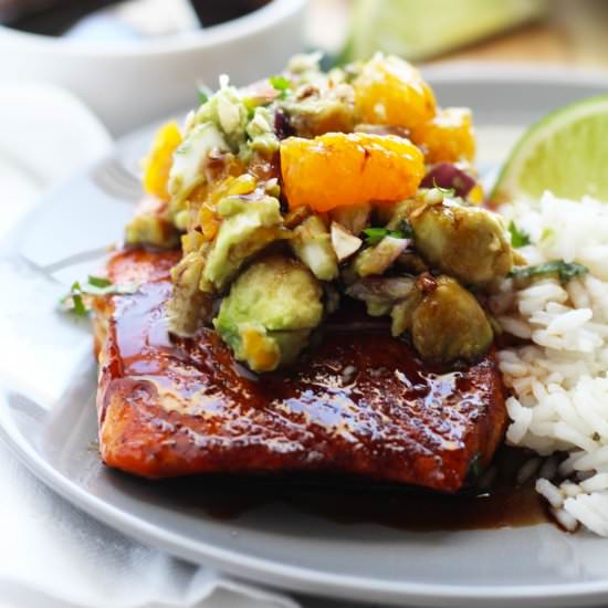 Salmon with Orange Avocado Salsa - Recipe photo by 3 Yummy Tummies
