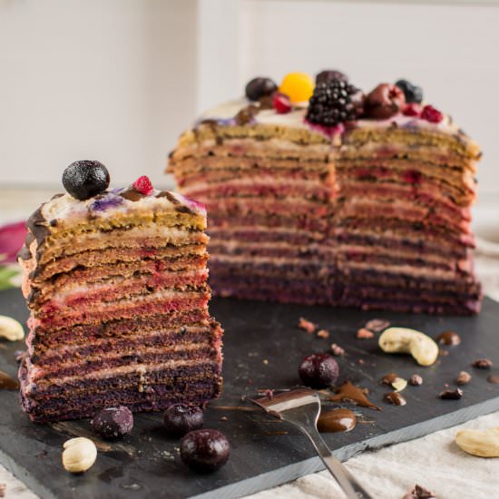 Epic Vegan Ombré Pancake Tart - Recipe photo by Nutriplanet
