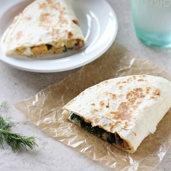 Greek Chickpea Quesadillas - Recipe photo by Cook Nourish Bliss