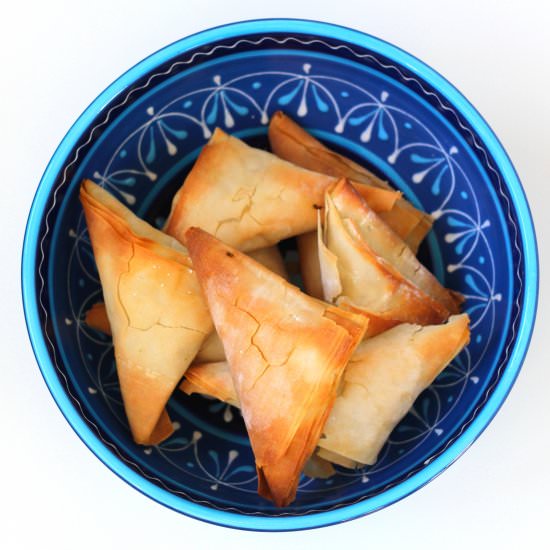 Spinach & Feta Filo Triangles - Recipe photo by cuisinedeli