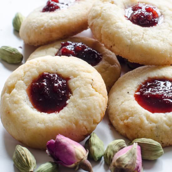 Cardamom Rose Preserve Thumbprints - Recipe photo by Elegant Meraki