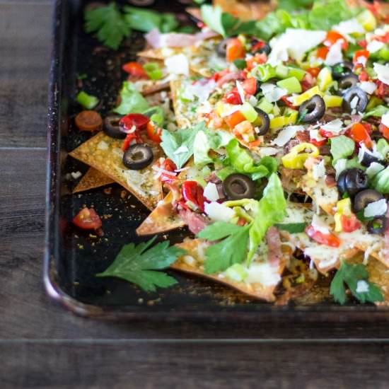Italian Sheet Pan Nachos - Recipe photo by Take Two Tapas