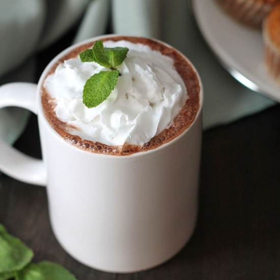 Decadent Vegan Peppermint Hot Chocolate - Recipe photo by Delightful Adventures
