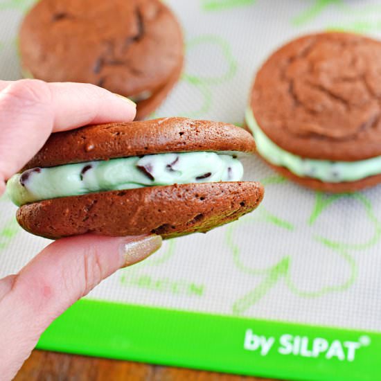 Mint Chocolate Chip Whoopie Pies - Recipe photo by FoodFanatical