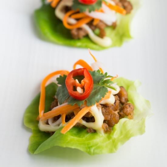 Pork Bahn Mi Lettuce Wrap - Recipe photo by wokandskillet