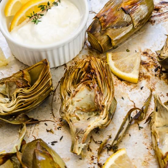 Easy Lemon Thyme Roasted Artichokes - Recipe photo by flavorthemoments