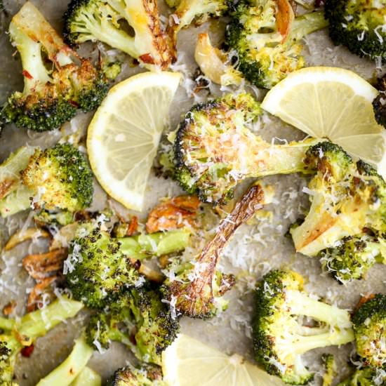 Lemon Parmesan Roasted Broccoli - Recipe photo by foxandbriar