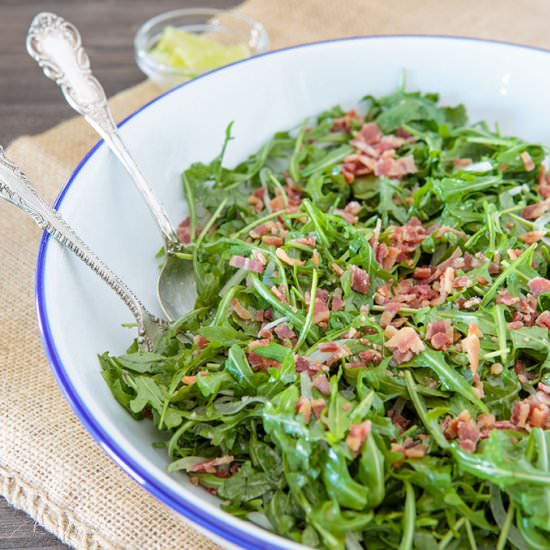 Arugula Bacon Salad with Lime - Recipe photo by muttandchops
