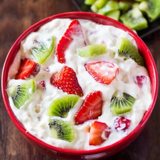 Strawberry Kiwi Cheesecake Salad - Recipe photo by ikneadtoeat