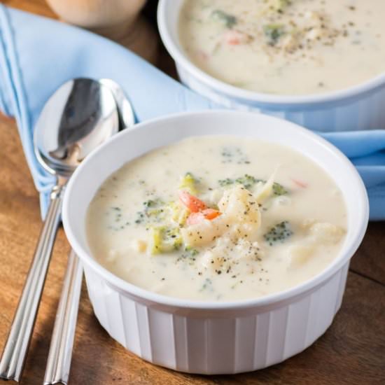 Leftover Party Tray Vegetable Soup - Recipe photo by noshingwiththenolands