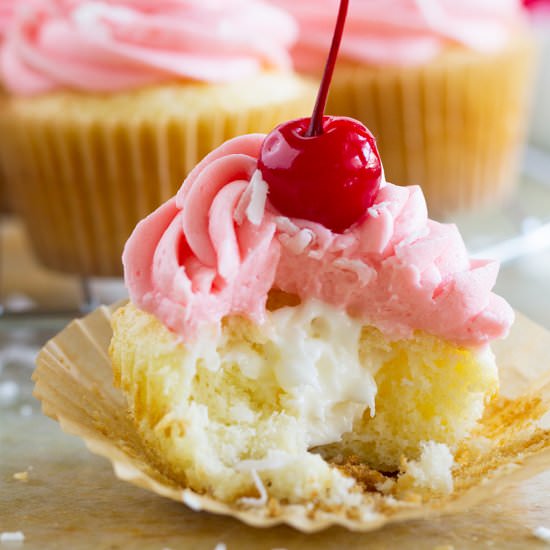 Cherry Coconut Cupcakes - Recipe photo by taste and tell