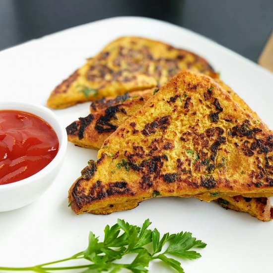 Besan Bread Toast - Recipe photo by VegeCravings